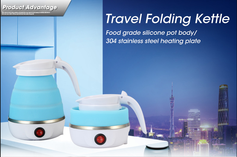 0.6L Mini Folding Kettle Portable Water Heater 600W Silicone Compression Electric Kettle Home Kettle Easy To Travel With