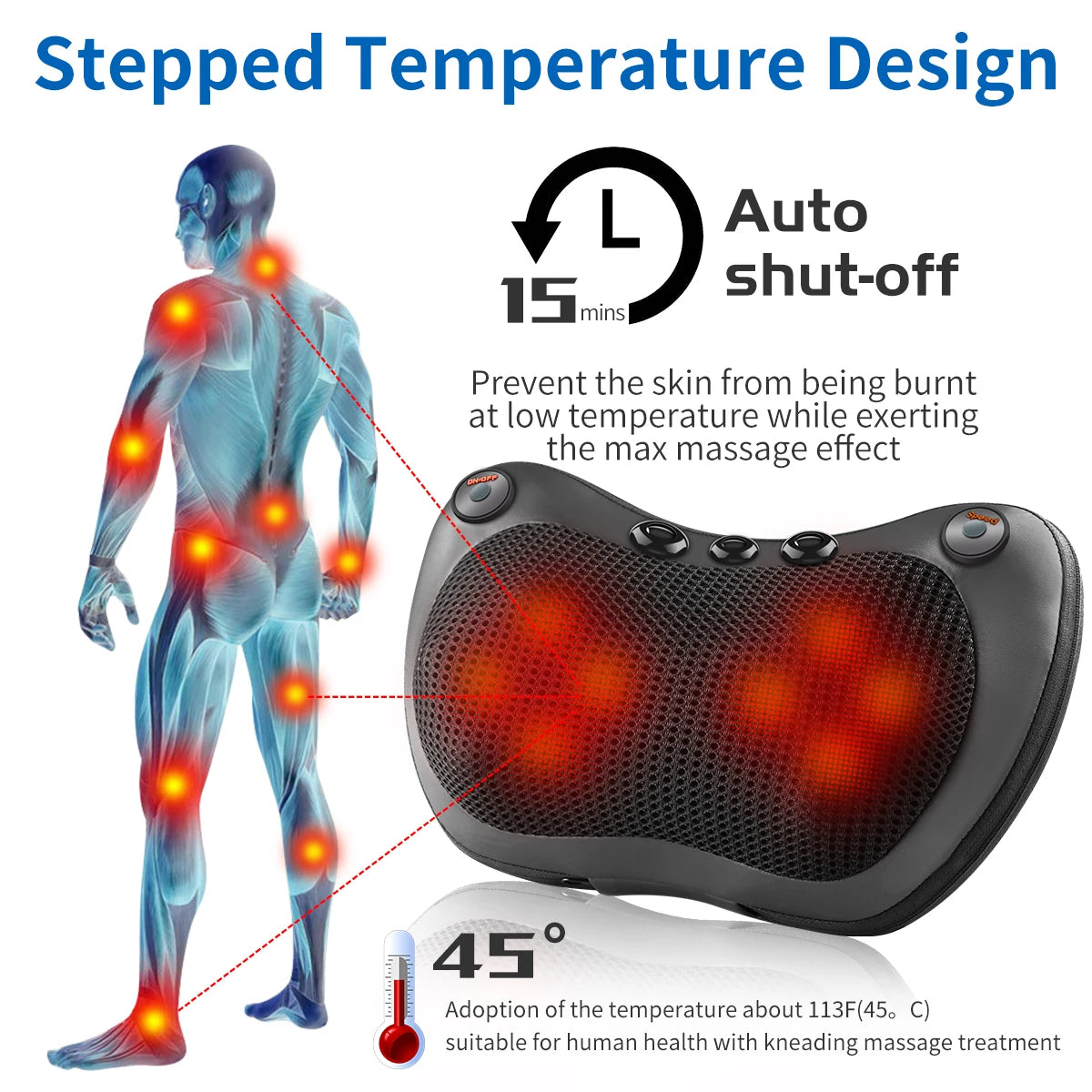 Electric Back Massager With Heat Deep Tissue Neck MassagePillow